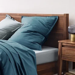 Lot de 2 taies d'oreiller en percale de coton - bleu figuerolles 65x65cm