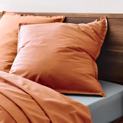 Lot de 2 taies d'oreiller en percale de coton - brun rustrel 65x65cm