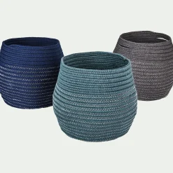 Panier déco en polycoton - gris H23xD21cm