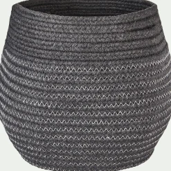 Panier déco en polycoton - gris H23xD21cm