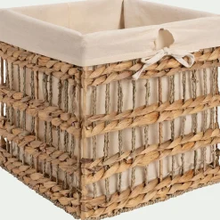 Panier de rangement en jacinthe d'eau 30x30cm - naturel