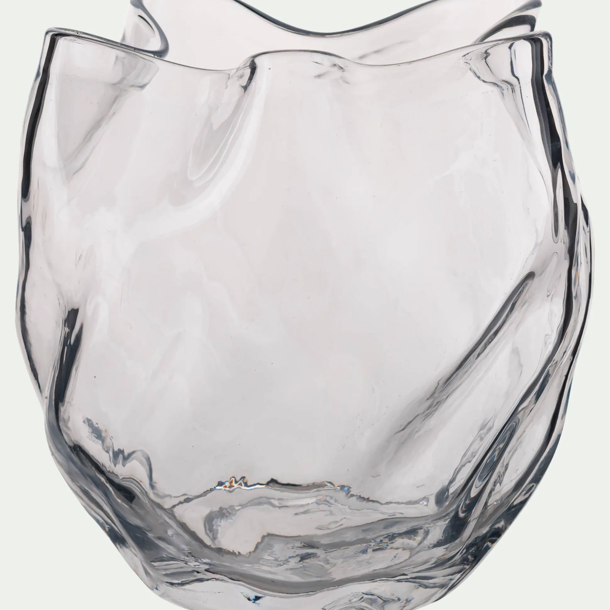 Vase organique en verre H17,5cm - transparent
