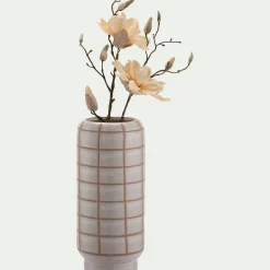 Vase quadrillé en céramique H32,5cm - blanc