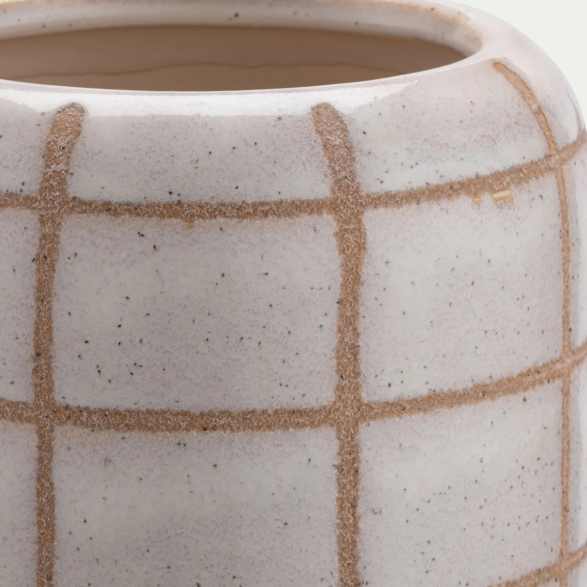 Vase quadrillé en céramique H32,5cm - blanc